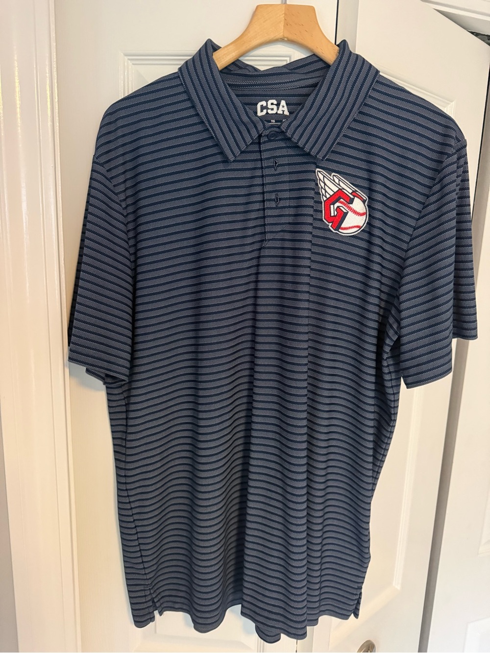 Men's Navy Striped Performance Polo (Guardians)